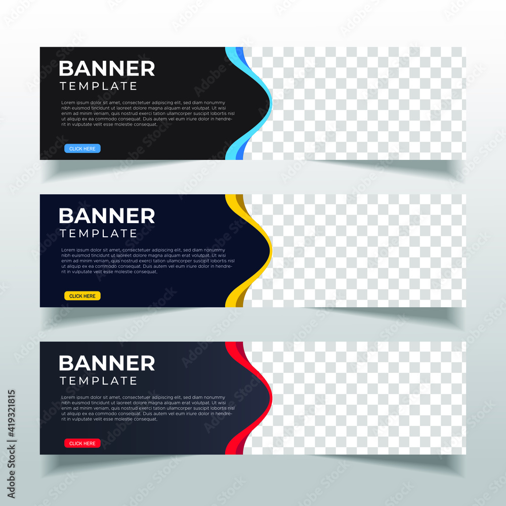 Wall mural modern abstract web banner with place for photo. horizontal layout template. business ad banner. vec