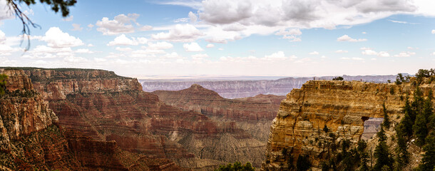 Panorama shot of viewing point and mountains window in Grand Canyon national park in Colorado, America