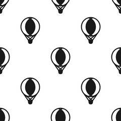 black hot air baloons line silhouettes on white background. Flat cartoon vector ornament.