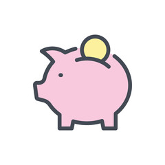Piggy bank color line icon. Savings vector outline colorful sign.