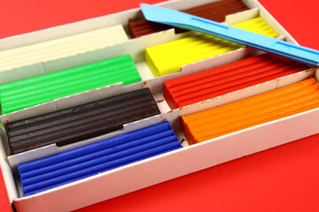 Fototapeta premium Set of colorful plasticine for children play and creativity