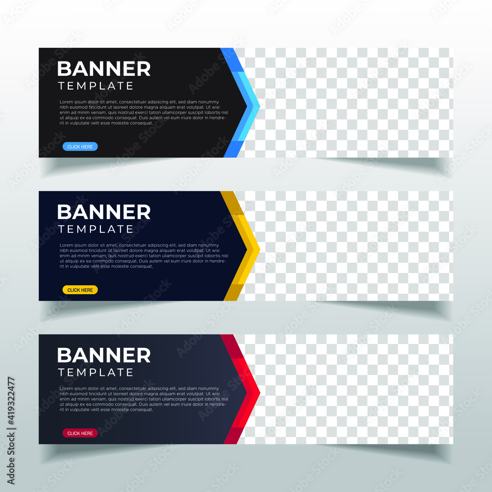 Wall mural modern abstract web banner with place for photo. horizontal layout template. business ad banner. vec