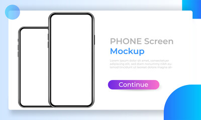 Realistic smartphone mockup with front view, Device UI UX mockup blank screen, Frame less smartphone, vector illustration for your visual app demonstration. 3d Podium, Isolated transparent background