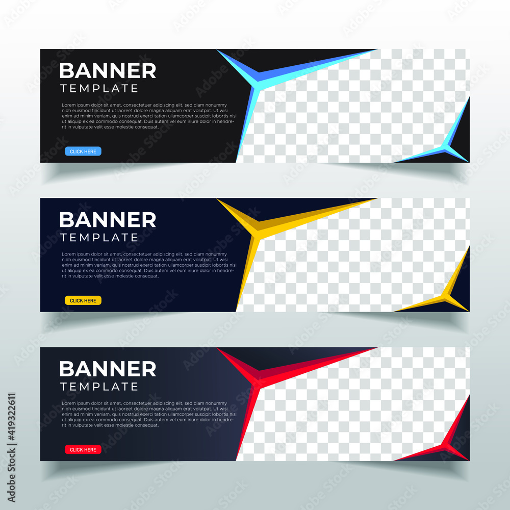 Wall mural modern abstract web banner with place for photo. horizontal layout template. business ad banner. vec
