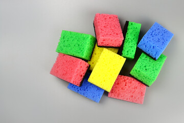 colored sponges for washing dishes or cleaning the house