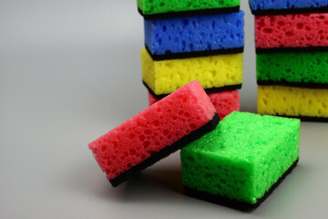 colored sponges for washing dishes or cleaning the house