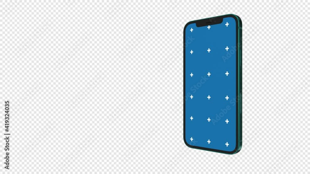 Wall mural animation of a smartphone with an alpha channel. 3d rendering. mock up for advertising your applicat