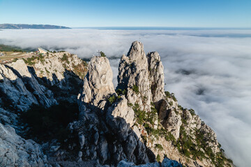 Rocky peak, Battlements of Ai-Petri mountain, southern coast of Crimea