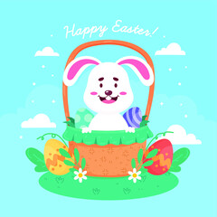 Flat Happy Easter Day Background Design.