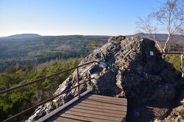 Fototapeta na wymiar Raven Rock in Krivoklat Protected Landscape Area in Beroun District, Central Bohemia, Czech Republic.