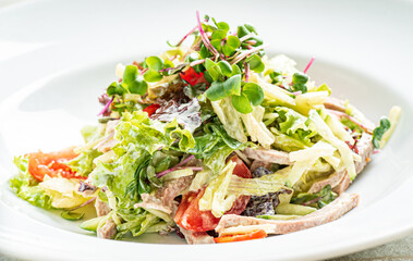 fresh salad with chicken and vegetables