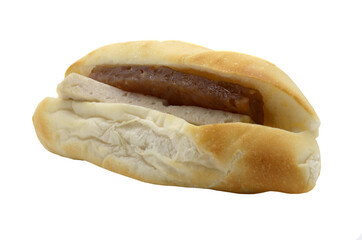 Vietnamese bread or stuffed bread on white background.