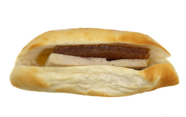 Vietnamese bread or stuffed bread on white background.