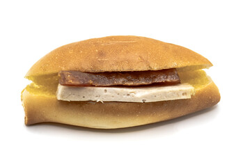 Vietnamese bread or stuffed bread on white background.