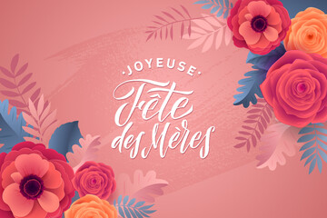 Happy Mother's Day Floral Greeting Card. Anemone Flowers and Roses