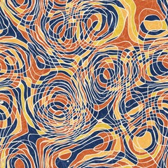 Fototapeta premium Seamless abstract line geo pattern for print. High quality illustration. Wavy lines resembling topographical maps overlaid and then filled for a modern attractive abstract textured surface design.
