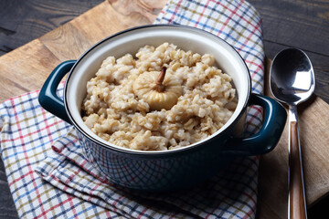 Homemade rustic oatmeal with sun dried figs