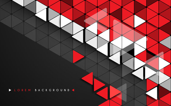Abstract triangle red white and black background