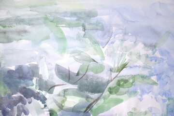 Beautiful neutral background. Calm nature wallpaper. Hand painted watercolor brush strokes texture.