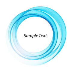 Abstract blue swirl circle on transparent background. Vector illustration for you modern design. Round frame or banner with place for text.