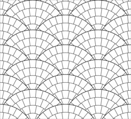 Cobble stone circle pavement. Geometric outdoor paving stone tiles. Architectural vector texture background. 