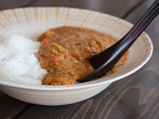 エスニックなスパイスが効いたカレーライス。