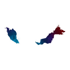 Fototapeta premium Map of Malaysia from Polygonal wire frame low poly mesh,Malaysia map Vector Illustration EPS10.