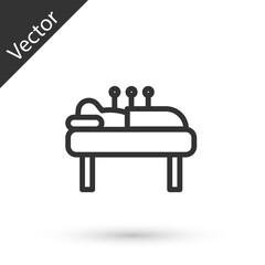 Grey line Acupuncture therapy icon isolated on white background. Chinese medicine. Holistic pain management treatments. Vector.