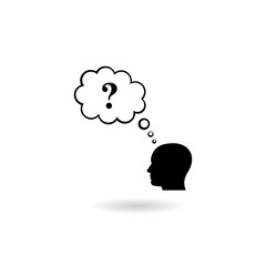 Idea thinking cloud bubble icon with shadow