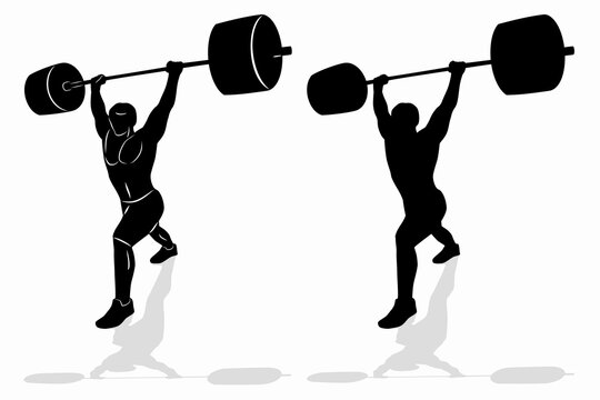 silhouette of a weight lifter , vector drawing