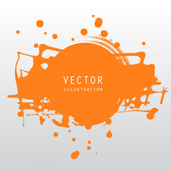 vector splats splashes and blobs of orange ink paint in different shapes drips