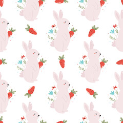 Seamless pattern with cute rabbits. Easter holiday decoration