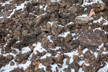 rozen ground with sand and snow and stones, natural background