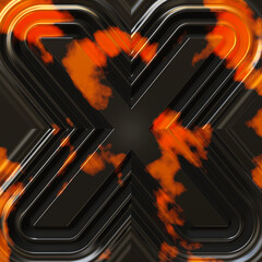 Technologischer, Industrieller f&uuml;nfeckiger Hintergrund - orange & schwarz