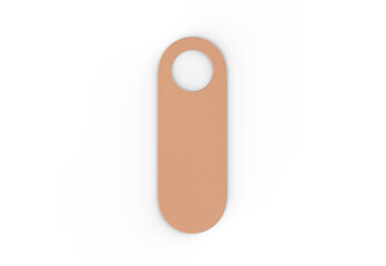 Blank door hanger tags for room in hotel, resort, home. Kraft door hanger mockup template on isolated white background, 3d illustration