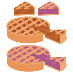 かわいいフルーツパイのイラストセット