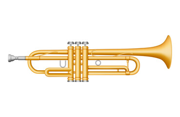 Vector Gold Trumpet. Musical instrument. 3D effect vector