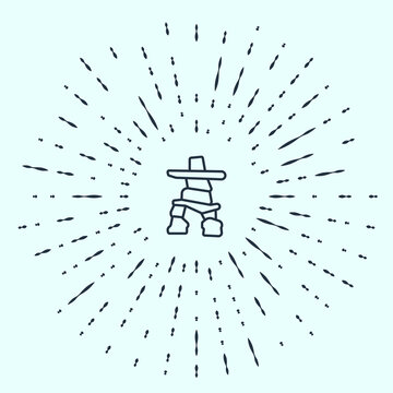 recommend clip art: Black line Inukshuk icon isolated on grey background. Abstract circle random dots. Vector.