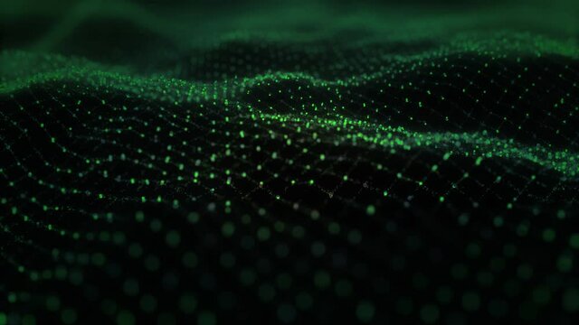 Abstract digital particle wave abstract background. Animation cyber or technology background.