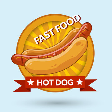 Vector illustration of hotdog design badge eps 10