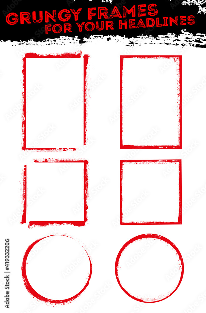Poster set of red grungy frames for your text