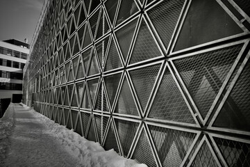 Parking texture wall with walk