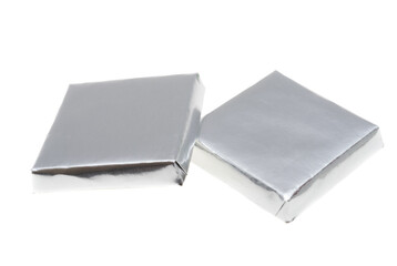 chocolate bar in foil isolated