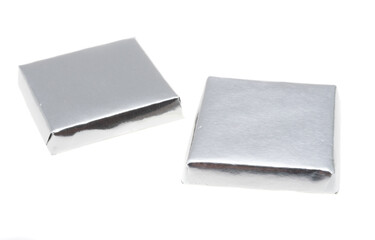 chocolate bar in foil isolated