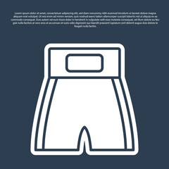 Blue line Boxing short icon isolated on blue background. Vector.