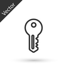 Grey line House key icon isolated on white background. Vector.