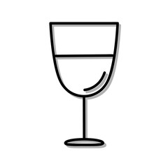 Classic Glass of Wine, Lemonade and Juice. Flat Icon in Outline Design. Black Stroke. Pictogram for Website Vector eps10.