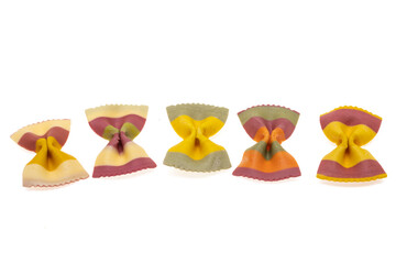 pasta bows colored isolated