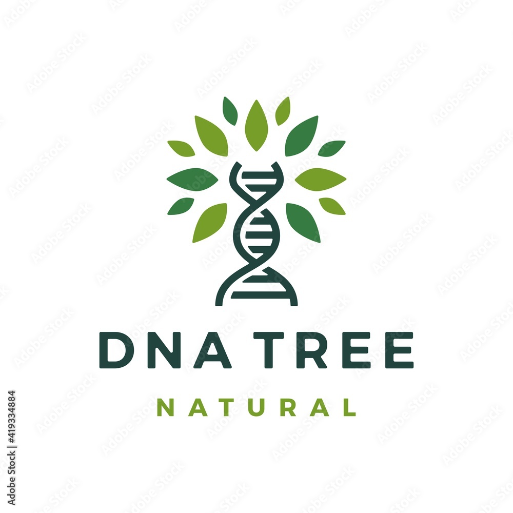 Wall mural DNA tree leaf logo vector icon illustration