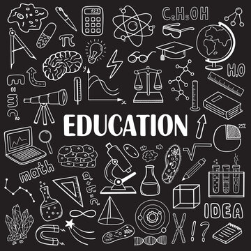 Education and Science. Set of vector hand drawn elements.